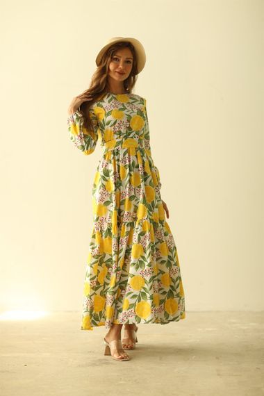 Hijab Lemon Patterned Layered Dress - photo 4