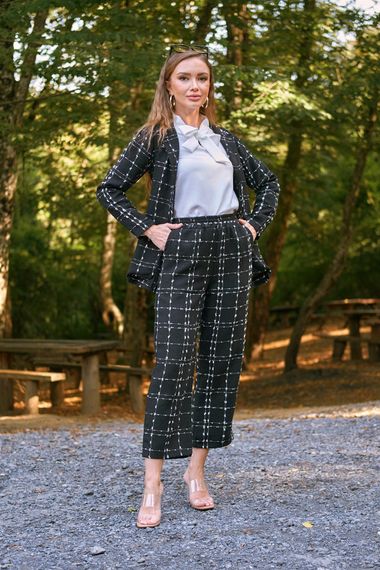 Black Tweed Jacket Pants Set - photo 2