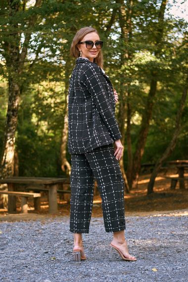 Black Tweed Jacket Pants Set - photo 4