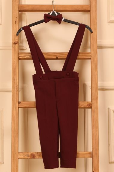Bordo Salopet Pantolon ve Papyon