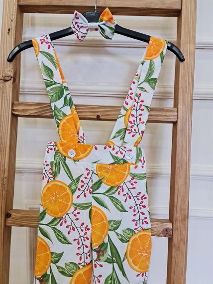 Orange Patterned Salopette and Bowtie - photo 2