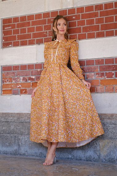 Vintage Mustard Floral Collar