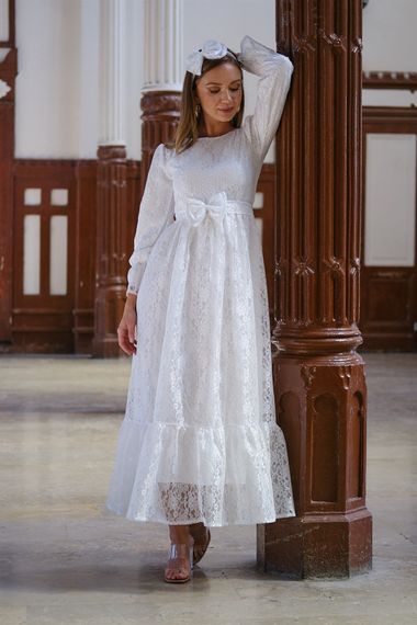 Hijab Vintage White Lace Dress - photo 4