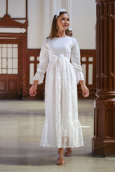 Hijab Vintage White Lace Dress - photo 3