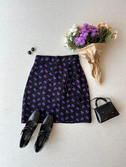 Flannel Purple Floral Skirt and Collar (Set of 2) - photo 4
