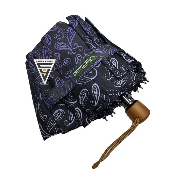 Міні-автомат жіноча парасолька Snotline 07L фіолетовий з малюнком - фото 1