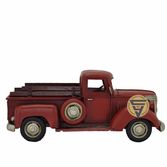 Dekoratif Nostaljik Metal Vintage Ford Kamyonet Kırmızı - fotoğraf 1