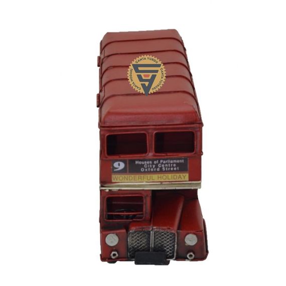 Dekoratif Nostaljik Metal Vintage London Bus Kırmızı - fotoğraf 5