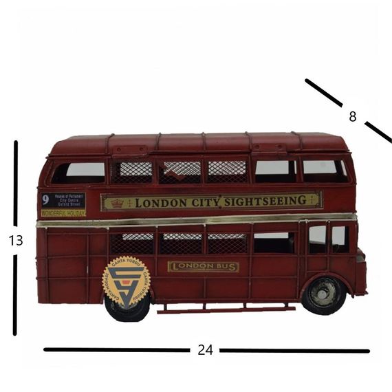 Dekoratif Nostaljik Metal Vintage London Bus Kırmızı - fotoğraf 2