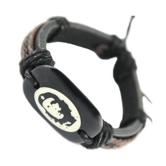 Che Guevara Figured Leather Bracelet Black - photo 1