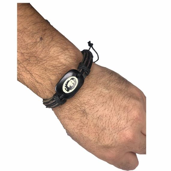 Che Guevara Figured Leather Bracelet Black - photo 3