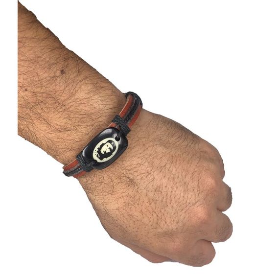 Che Guevara Figured Leather Bracelet Brown - photo 2