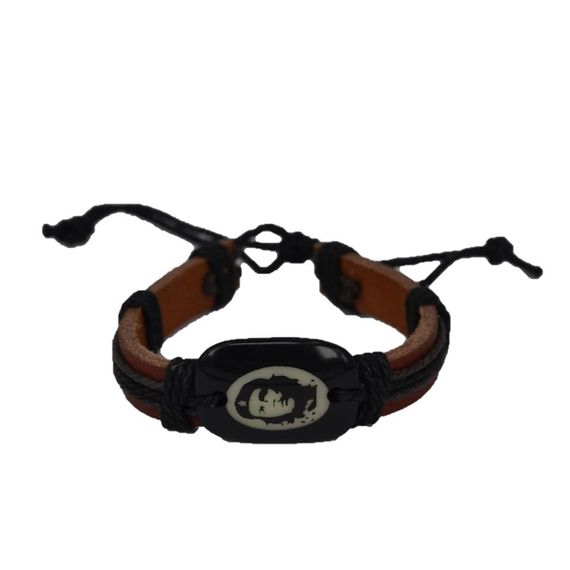 Che Guevara Figured Leather Bracelet Brown - photo 3