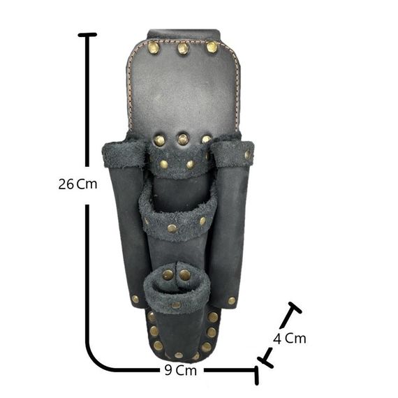 Сумка для інструментів з натуральної шкіри CA102 для електриків, чорна, зручна для носіння, ідеальна для майстрів та техніків - фото 2