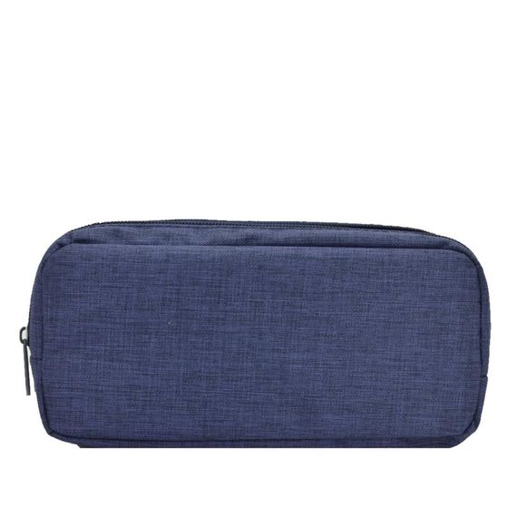 Double Pocket Linen Pencil Bag Navy Blue - photo 3