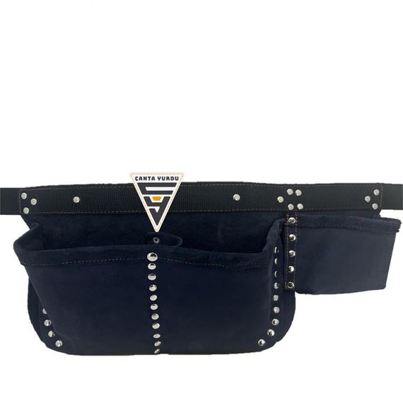 Genuine Leather Nubuck Technician Equipment Nail Bib Waist Bag Navy Blue - photo 1