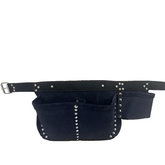 Genuine Leather Nubuck Technician Equipment Nail Bib Waist Bag Navy Blue - photo 2