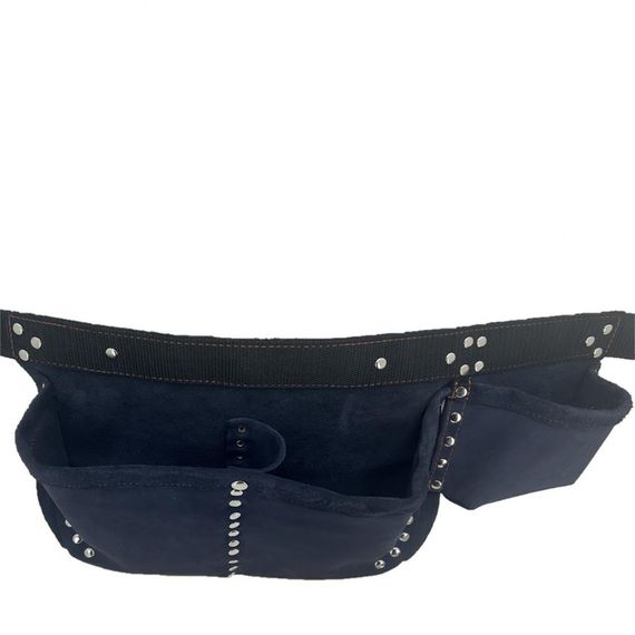 Genuine Leather Nubuck Technician Equipment Nail Bib Waist Bag Navy Blue - photo 4