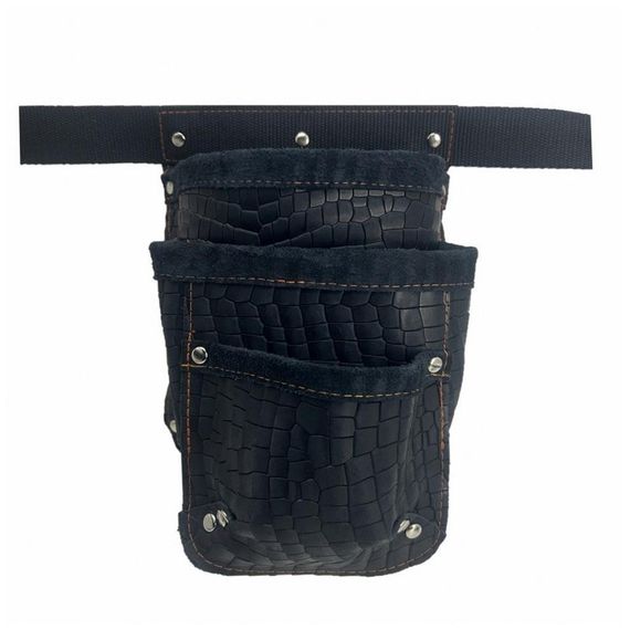 Genuine Crocodile Leather Technician Nail Bib With Pocket Waist Bag Black - photo 2