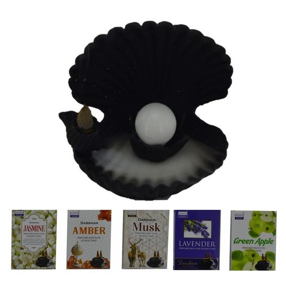 Oyster Form Counterflow Incense Holder + 5 Aromatic Incense - photo 1