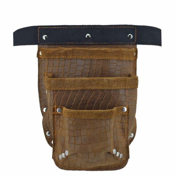 Genuine Crocodile Leather Technician Nail Bib With Pocket Waist Bag Taba - photo 1