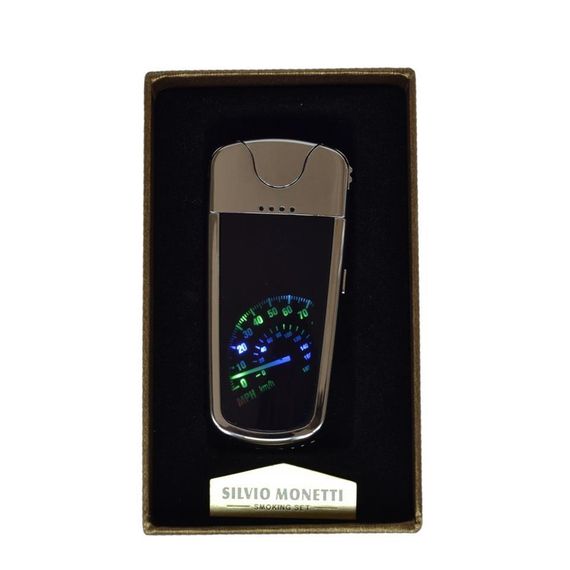 Usb Rechargeable Led Speedometer Electronic Lighter Silver - photo 1