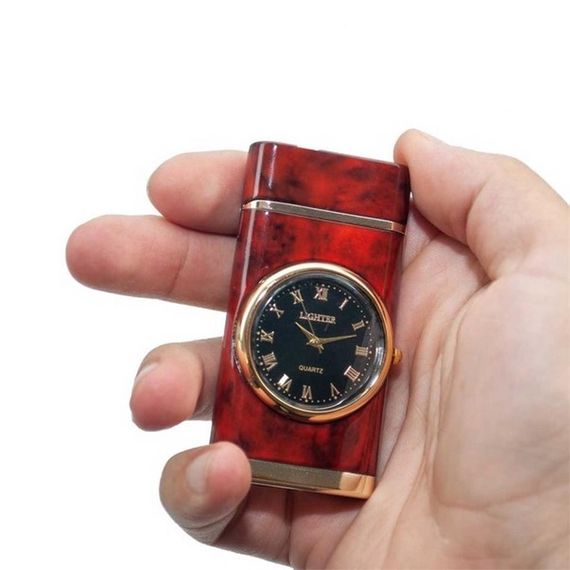 Quartz Clock Torch Jet Lighter Red - photo 4