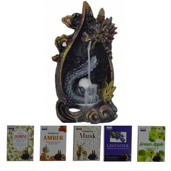 Dragon Form Counterflow Incense Holder + 5 Aromatic Incense - photo 1