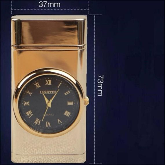 Quartz Clock Torch Jet Lighter Gold - photo 2