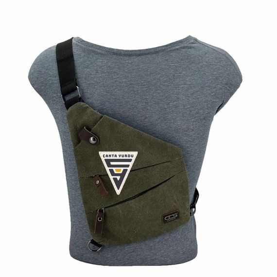 Сумка-рюкзак Ççs London 31473 канва, оливкова, 1 основне відділення, 1 кишеня на блискавці, регульовані лямки для зручності використання - фото 5