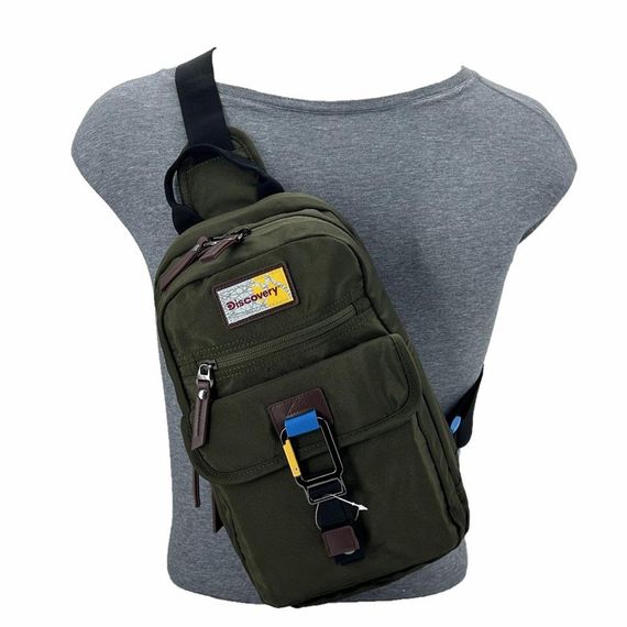 Сумка через плечо Discovery Slingbag D00720 хаки, многофункциональная, легкая, с карманами для планшета и телефонов, 35x20x12 см, 8 литров - фото 5