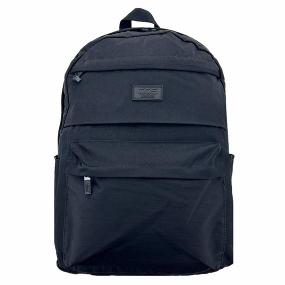 Рюкзак для школи ÇÇS London 17281, чорний, з регульованими лямками, 1 основний відділ, 3 відкриті кишені, 2 кишені на блискавці, розмір 28х40х12 см - фото 1