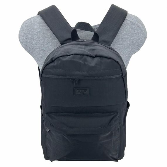 Рюкзак для школи ÇÇS London 17281, чорний, з регульованими лямками, 1 основний відділ, 3 відкриті кишені, 2 кишені на блискавці, розмір 28х40х12 см - фото 5