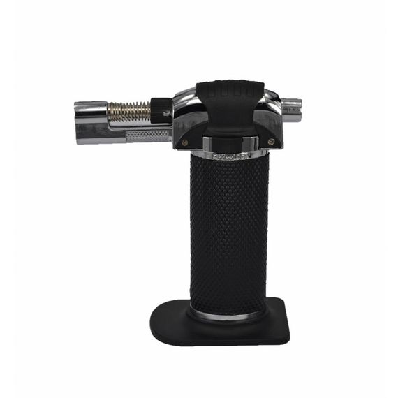 ولاعة ميني مزودة بقاعدة، تصميم أسود، تعمل بقمرة حرارية تصل إلى 1300 درجة، متعددة الاستخدامات ومريحة في الاستعمال - صورة 1