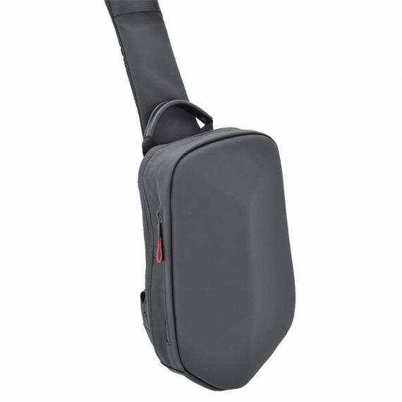 Сумка Ccs з одним плечовим ременем для спини та грудей, чорна з USB виходом, з кишенями та регульованим ременем - фото 1