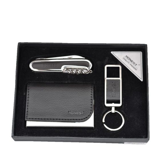 Honest Card Holder Pocket Knife and Key Chain Set Black - photo 1