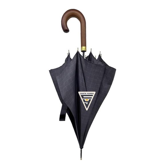 April A-213G 10 Telli G1 Baston Sap Şemsiye Ekose Siyah - fotoğraf 1