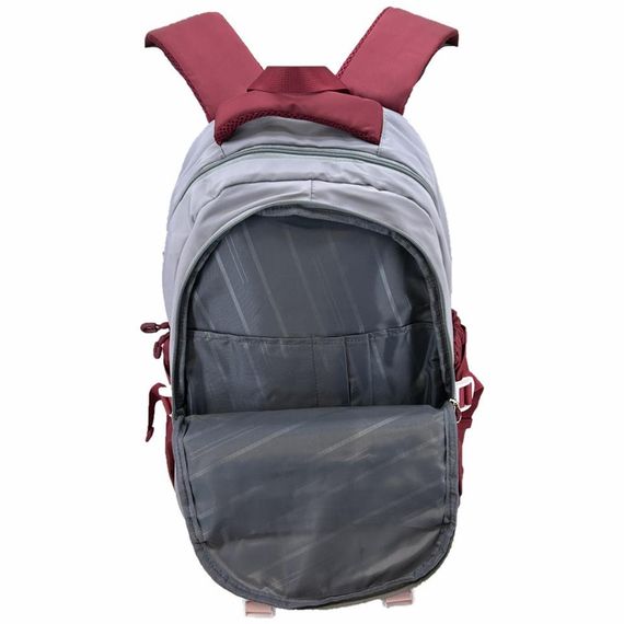 حقيبة ظهر مدرسية يانغ 51640 بحجم 45x35x18 سم لون Bordo، مع مقبض وحمالات قابلة للتعديل وفتح سريع للمنظم وجيبين أماميين بسحّاب - صورة 3