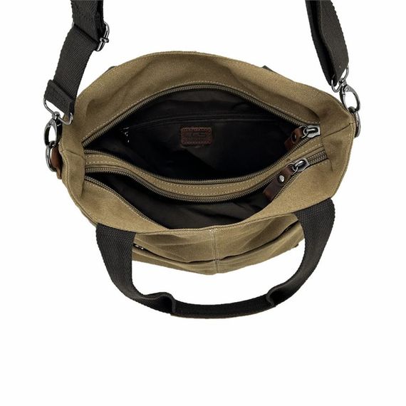 Ççs 31489 Çift Bölmeli Kanvas Kadın El ve Omuz Çanta Kahve - photo 3