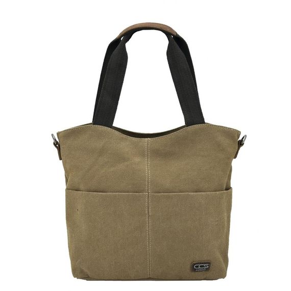 Ççs 31489 Çift Bölmeli Kanvas Kadın El ve Omuz Çanta Kahve - photo 1