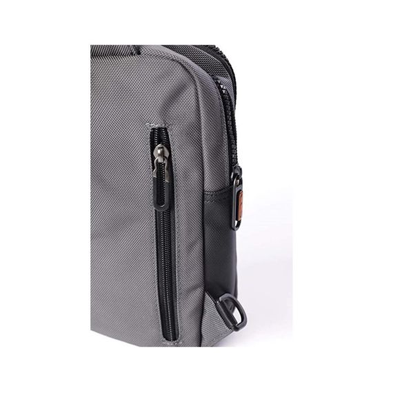 Сумка через плече з відділеннями для планшета сірого кольору 24x15 см з регульованим ременем, 2 основні кишені з замком - фото 4