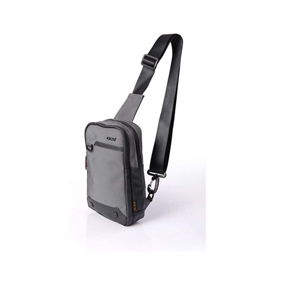 Сумка через плече з відділеннями для планшета сірого кольору 24x15 см з регульованим ременем, 2 основні кишені з замком - фото 2
