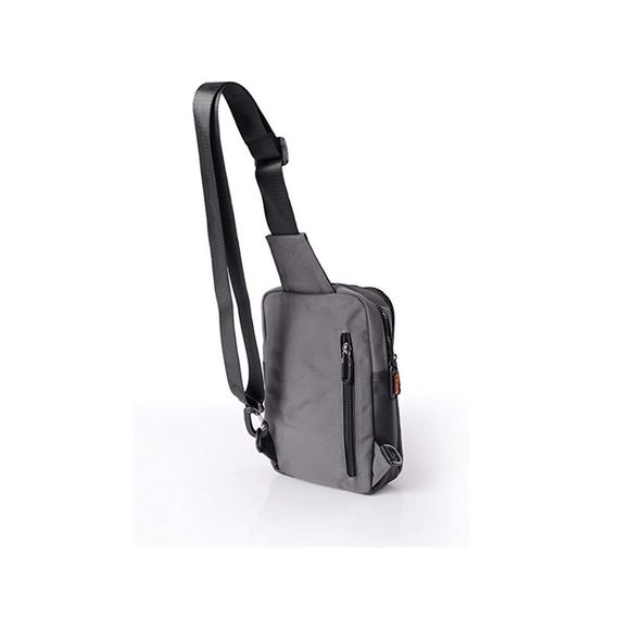 Сумка через плече з відділеннями для планшета сірого кольору 24x15 см з регульованим ременем, 2 основні кишені з замком - фото 3