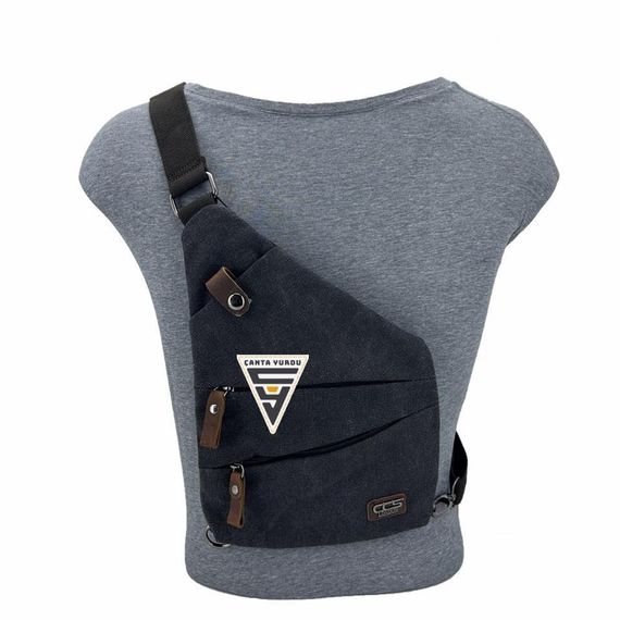 Чанта Ççs London 31473, чорно канвас, з одним відділенням та регульованими лямками, компактна, комфортна для щоденного використання - фото 5