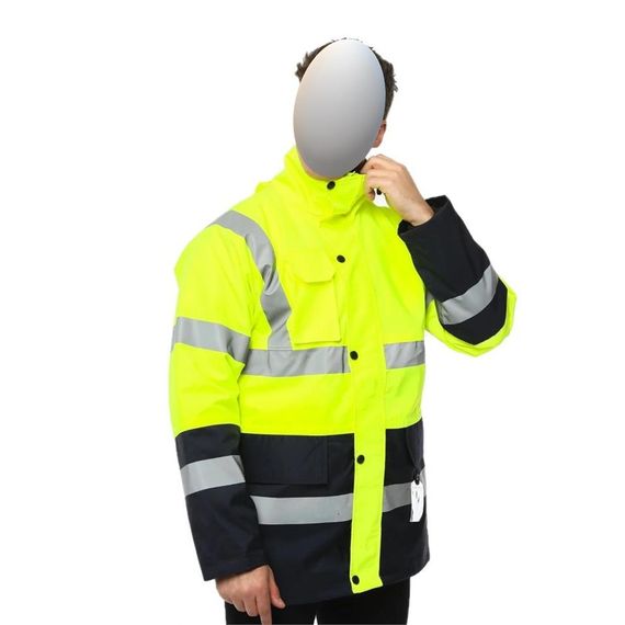 Reflektörlü 300D Oxford Çift Renk Parka Yağmurluk Sarı - صورة 2