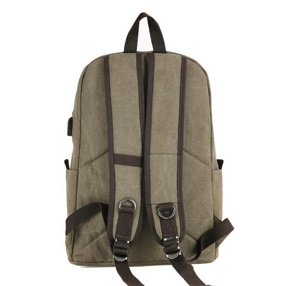 Ççs London 51568 Kanvas Usb Usb Çıkışlı Sırt Çantası Haki - fotoğraf 3