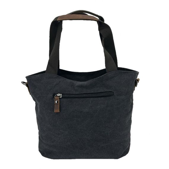 Ççs 31489 Çift Bölmeli Kanvas Kadın El ve Omuz Çanta Siyah - photo 2