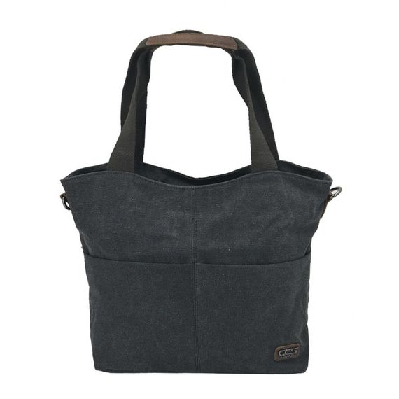 Ççs 31489 Çift Bölmeli Kanvas Kadın El ve Omuz Çanta Siyah - photo 1