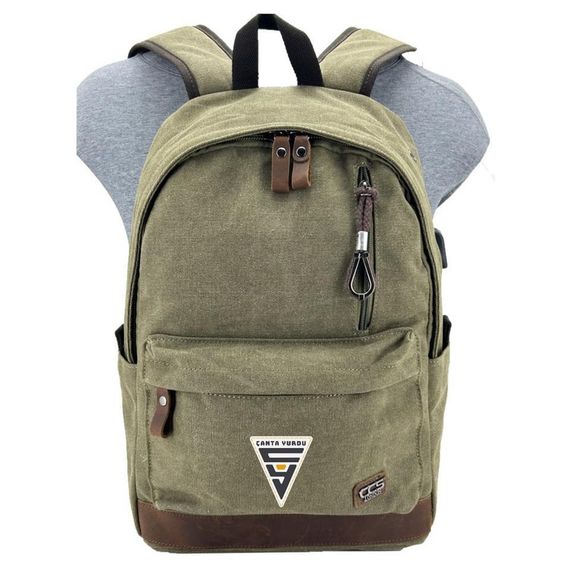 Ççs London 51568 Kanvas Usb Usb Çıkışlı Sırt Çantası Haki - fotoğraf 5