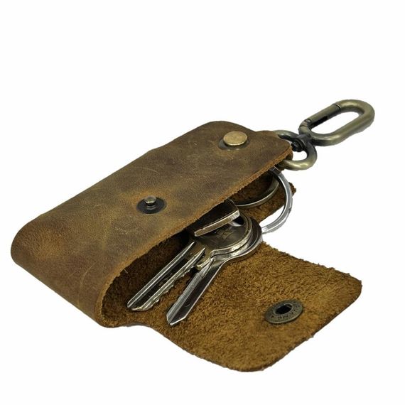 Hakiki Deri Araba Otomobil Anahtar Kılıfı Anahtarlık Crazy Taba - photo 3